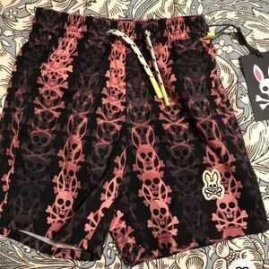SOLD: Psycho Bunny Toddler Boys Swim Trunks Size 2T Skulls NWT $44